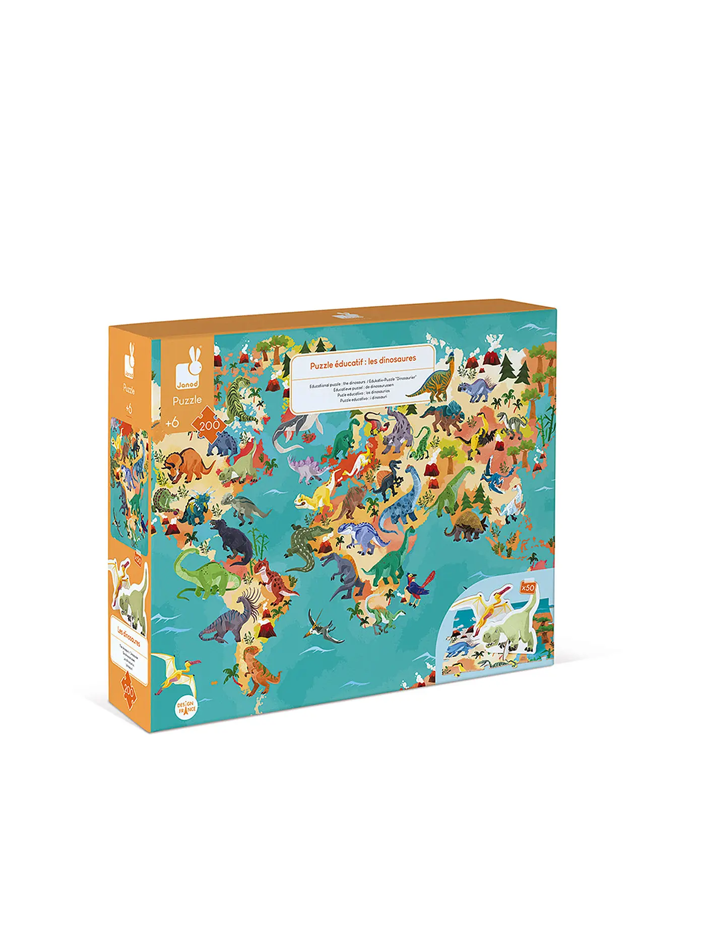 JANOD | Puzzle im Koffer - Dinosaurier 200 Teile | 
